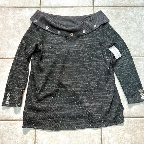 NWT Sportsworks Studio Off-Shoulder Sequin Dressy Sweater - Picture 3 of 14